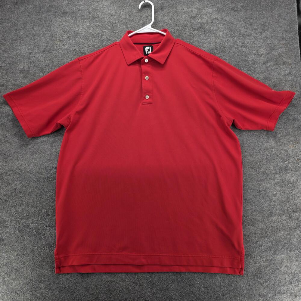 FootJoy Polo Shirt Mens XL Red Golf Waldinger Logo Performance Short Sleeve